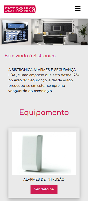 Página inicial no telemóvel