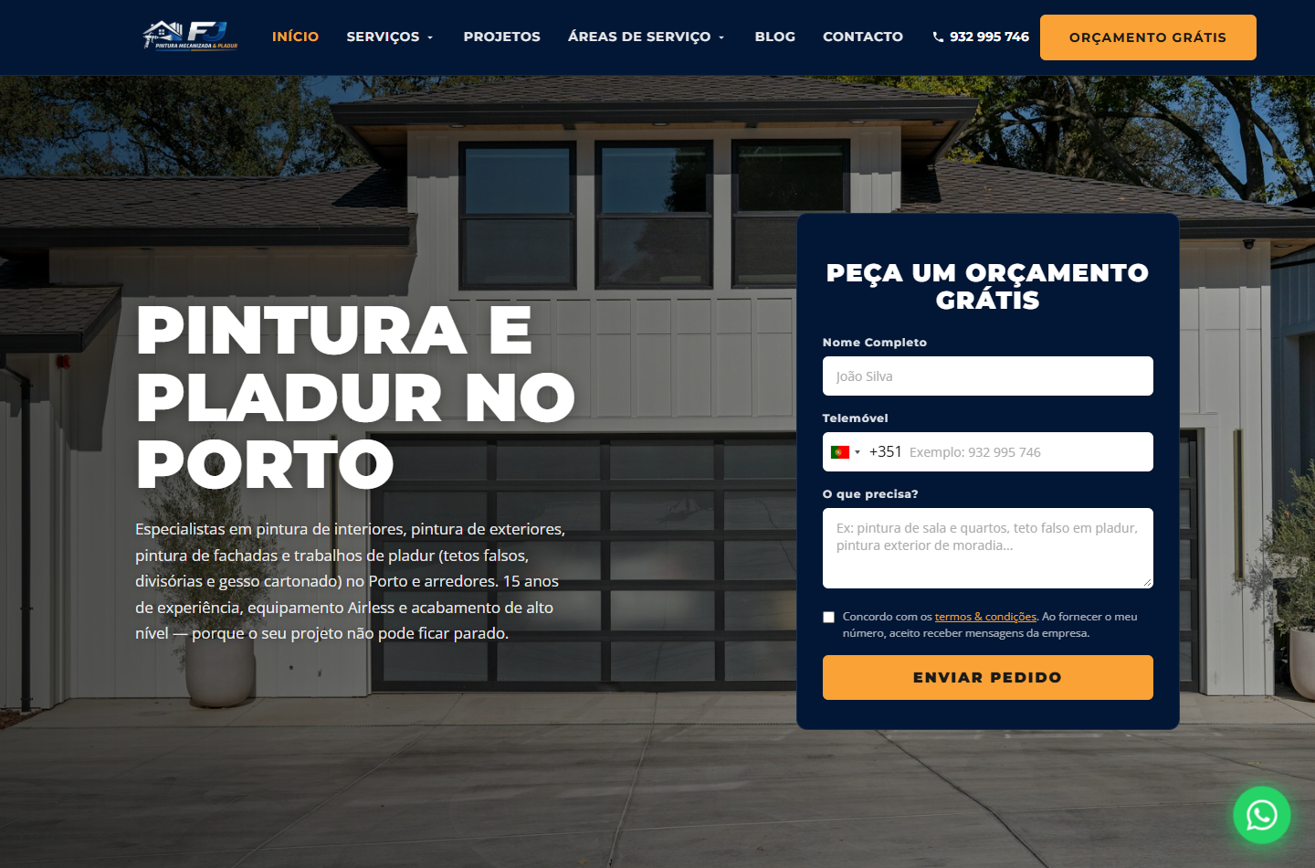Página inicial no computador