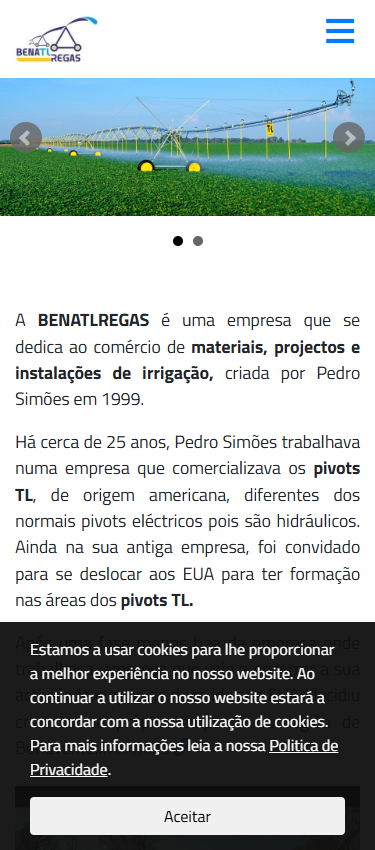 Página inicial no telemóvel