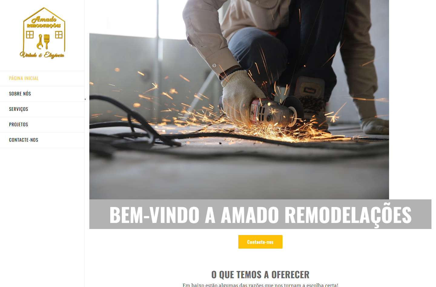 Página inicial no computador