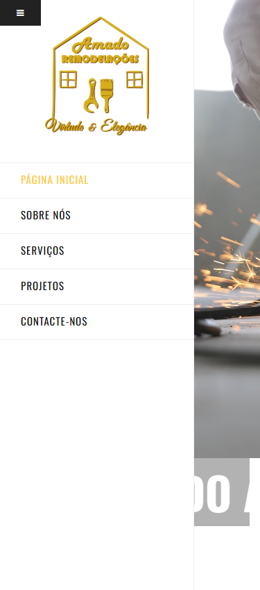 Página inicial no telemóvel