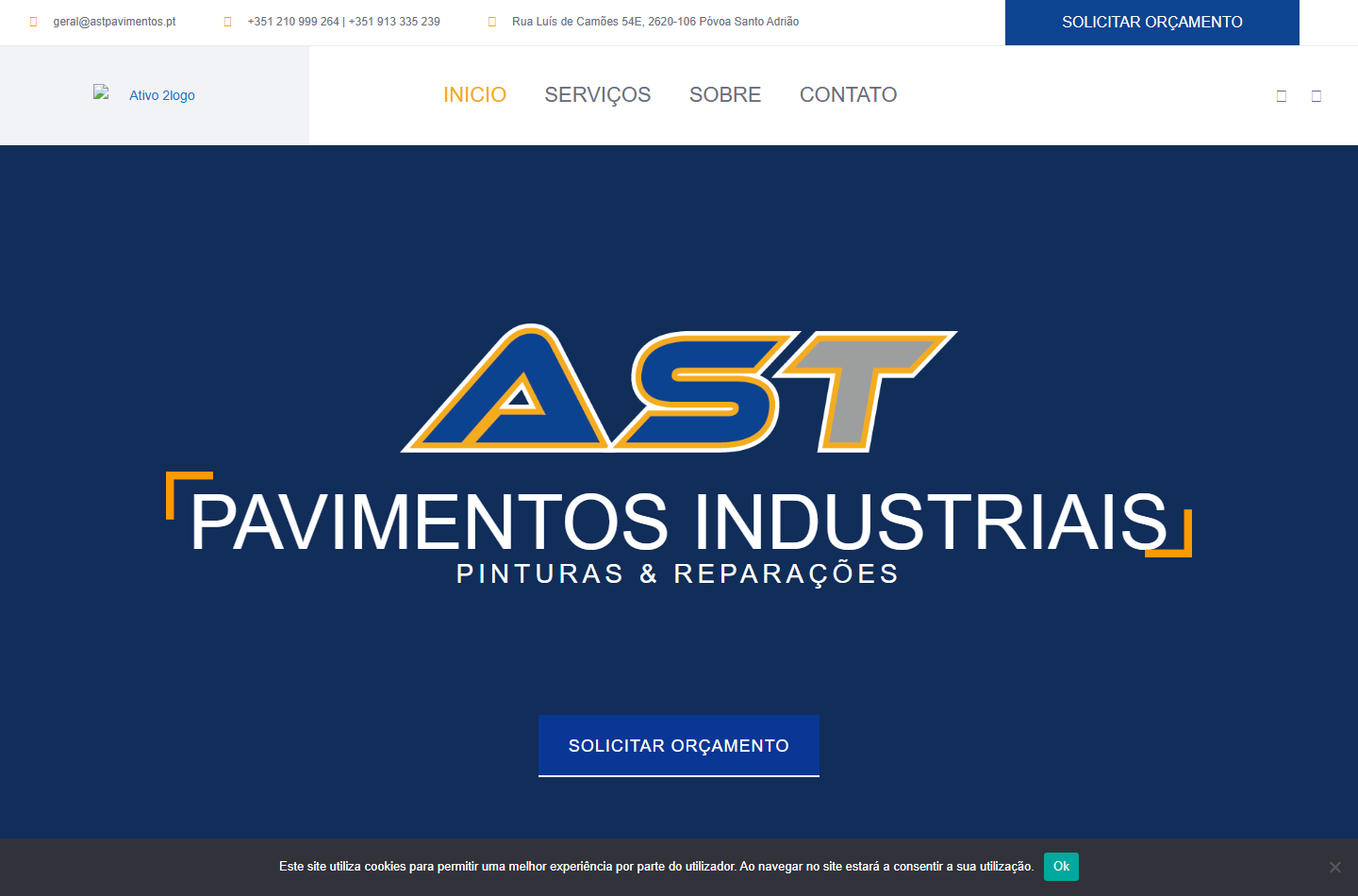 Página inicial no computador