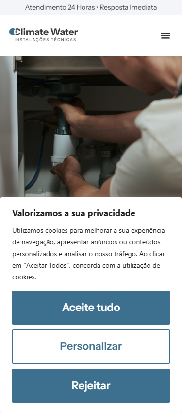 Página inicial no telemóvel