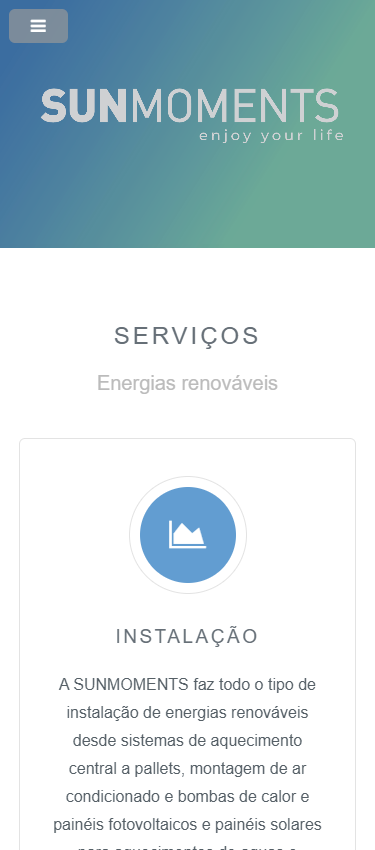 Página inicial no telemóvel