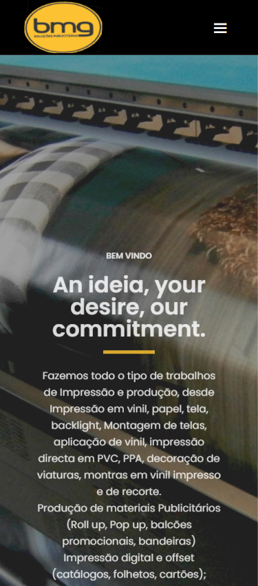 Página inicial no telemóvel