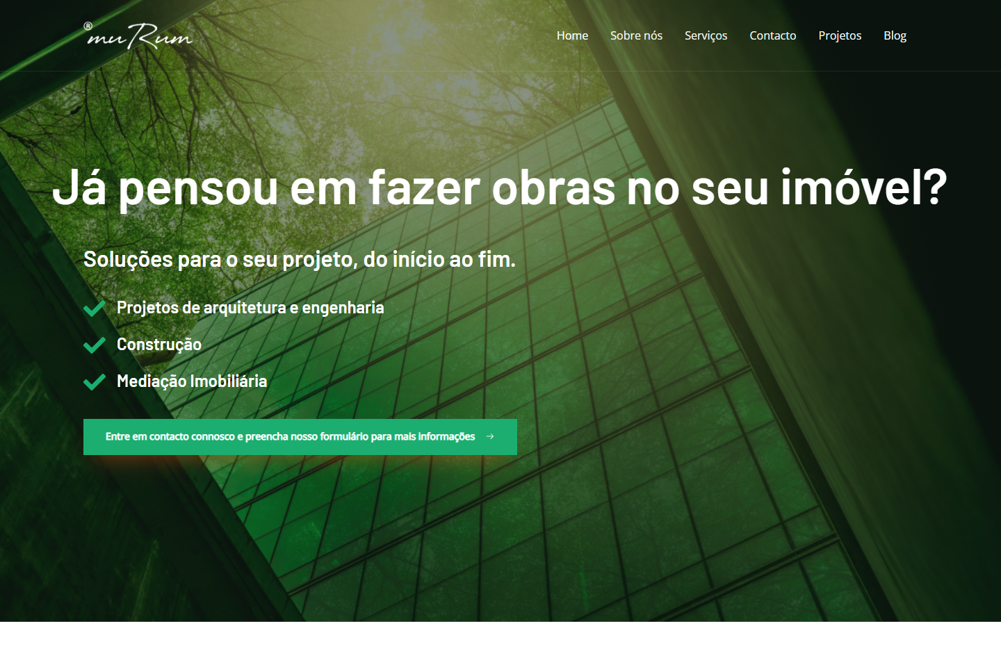 Página inicial no computador