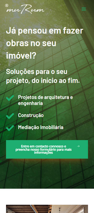 Página inicial no telemóvel