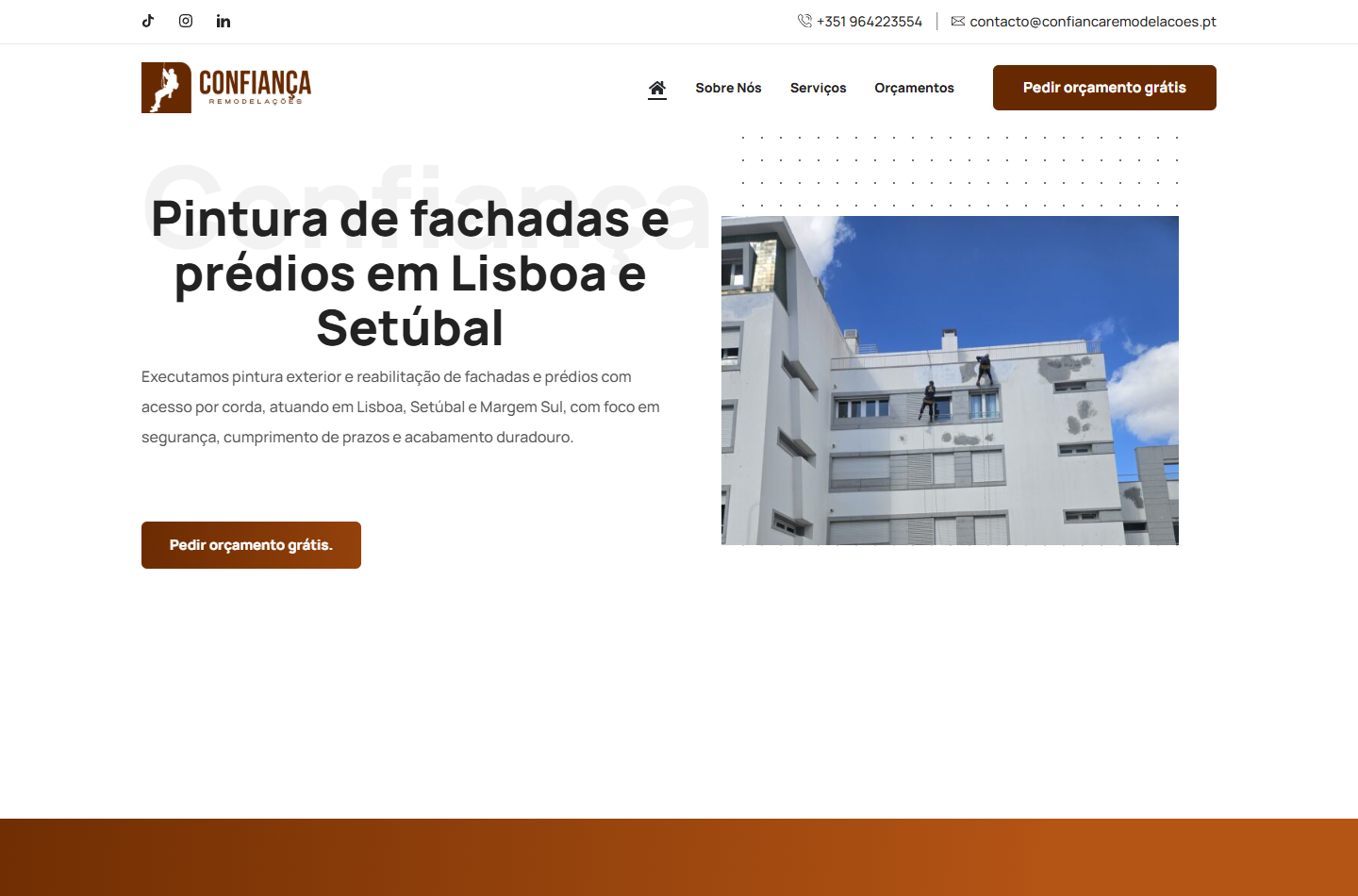 Página inicial no computador