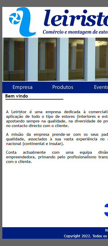Página inicial no telemóvel