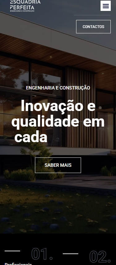 Página inicial no telemóvel