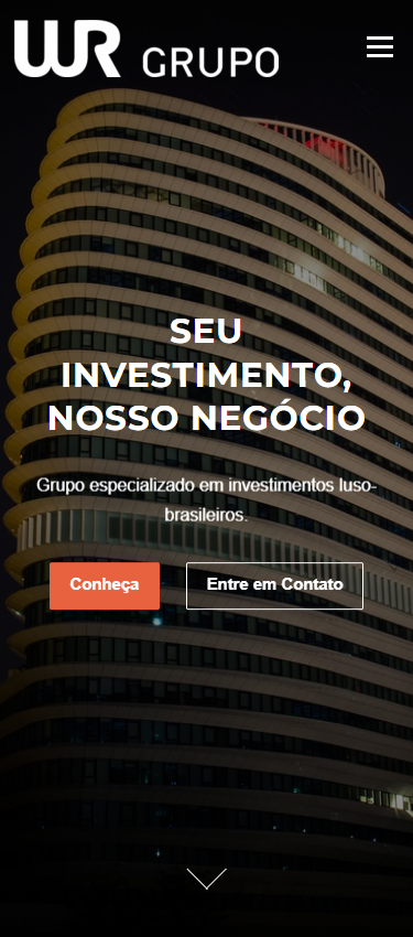 Página inicial no telemóvel