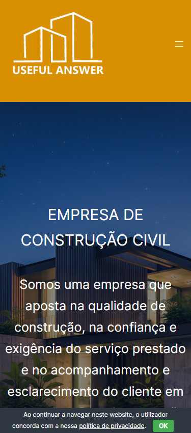 Página inicial no telemóvel