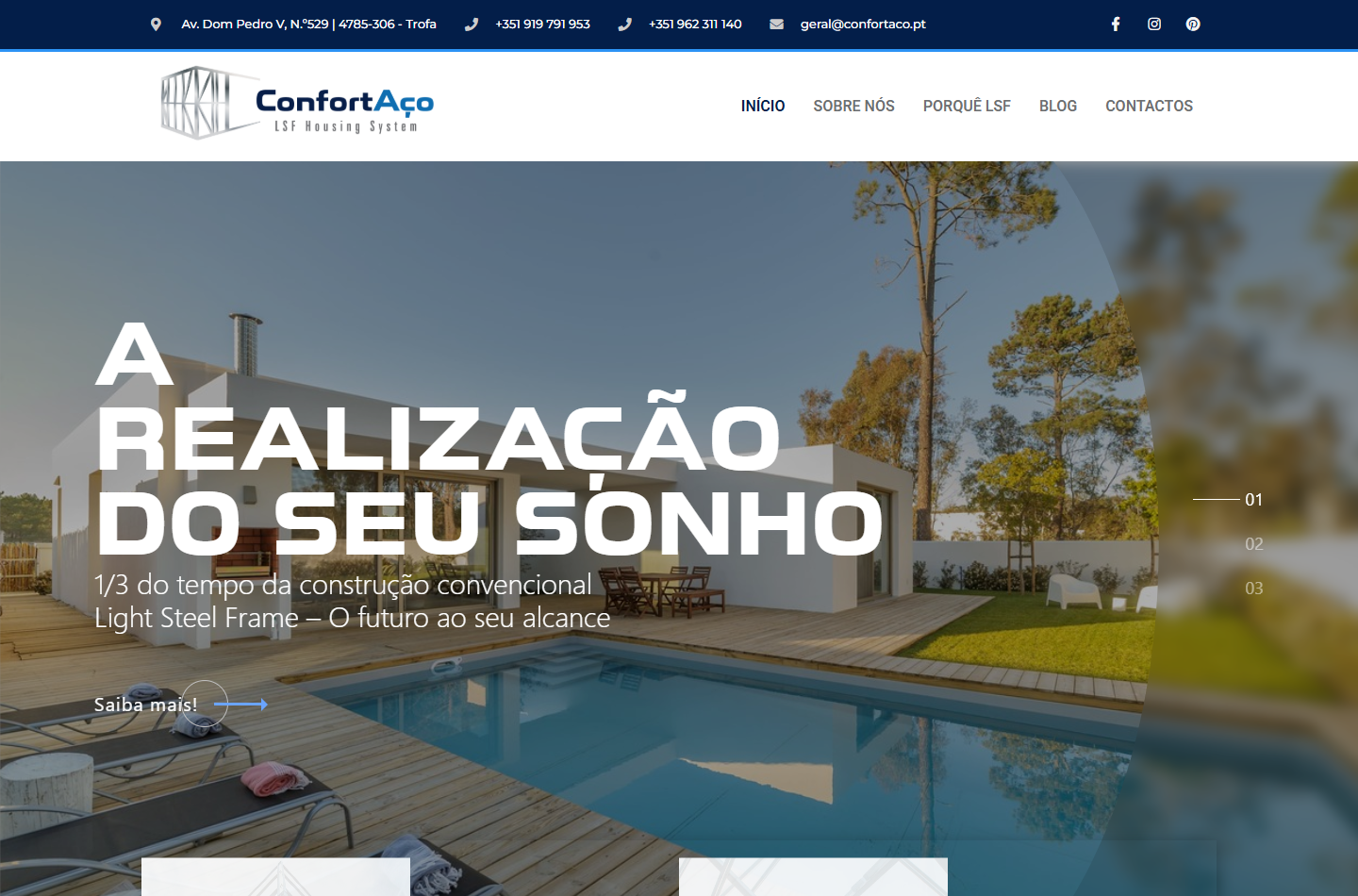 Página inicial no computador
