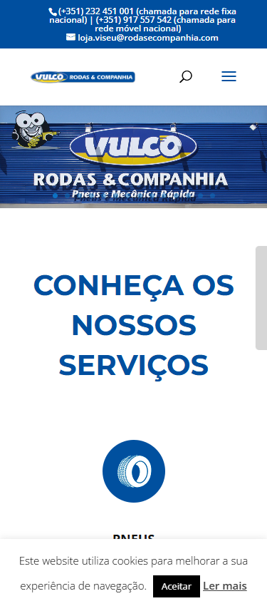 Página inicial no telemóvel