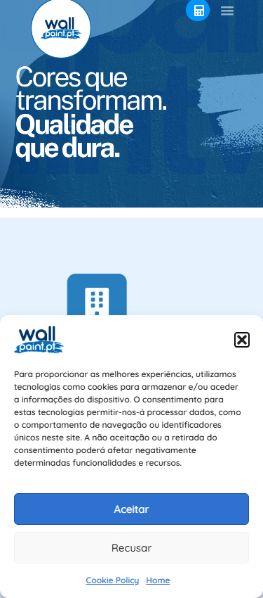 Página inicial no telemóvel