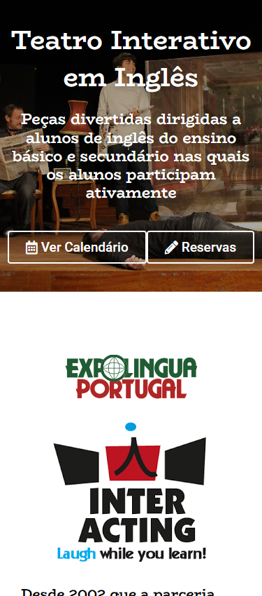 Página inicial no telemóvel