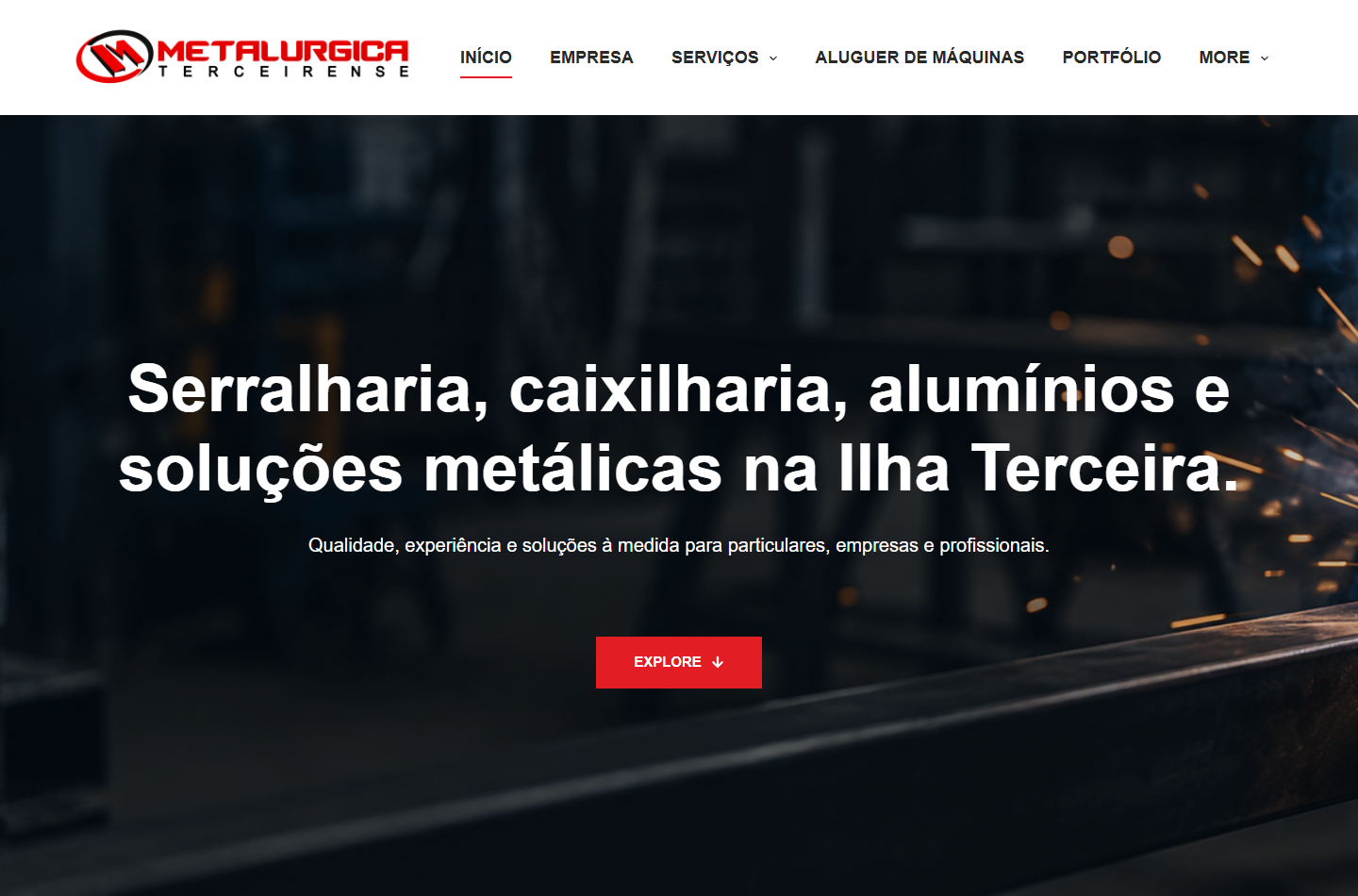 Página inicial no computador