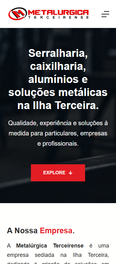 Página inicial no telemóvel